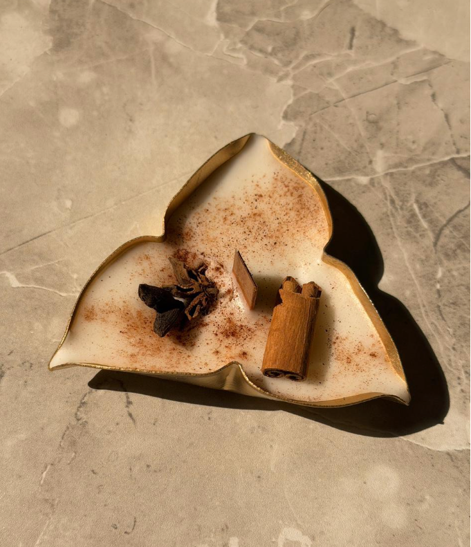 Warm Cinnamon infused candle styled with star anise